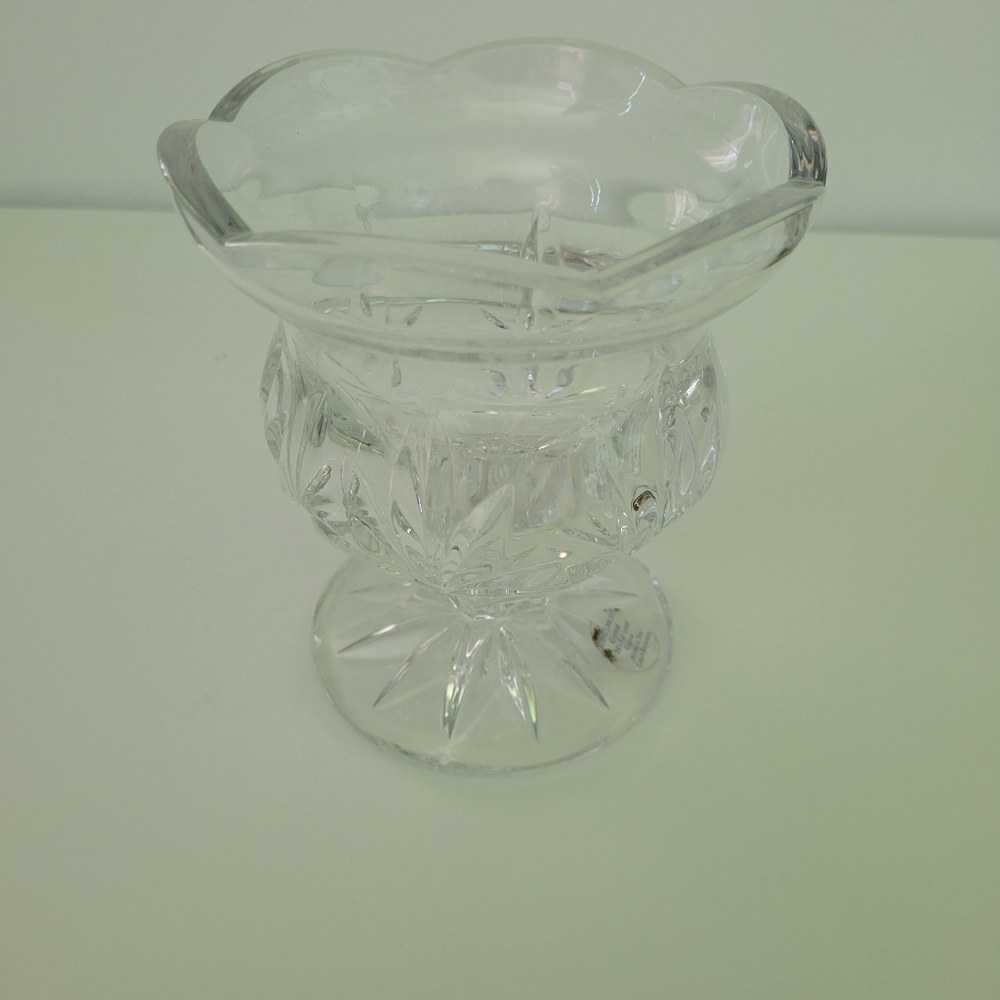 Vintage Royal Limited 24% Lead Crystal Heavy Pedestal Bowl 5.5" Czech Republic